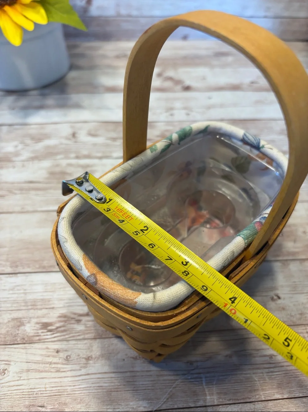 Longaberger Salt Pepper Basket 12044  with Floral Liner & Plastic Protector